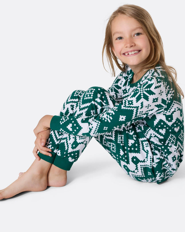 Green Knit Christmas Pajamas for Kids