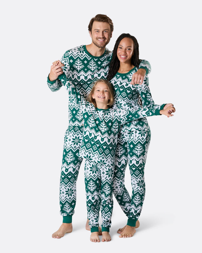 Green Knit Christmas Pajamas for Kids
