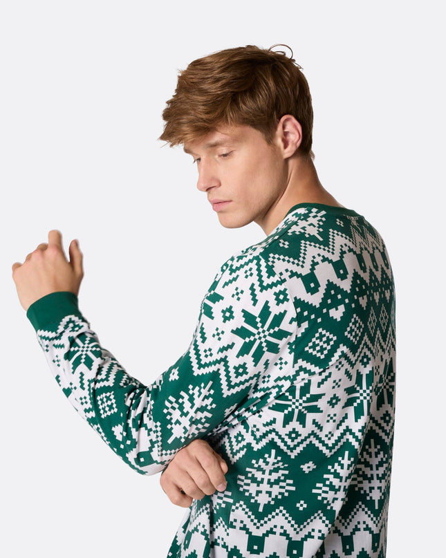 Men's Green Christmas Knit Christmas Pyjamas