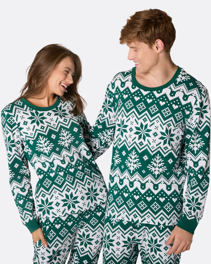 Green Christmas Knit Family Pyjamas