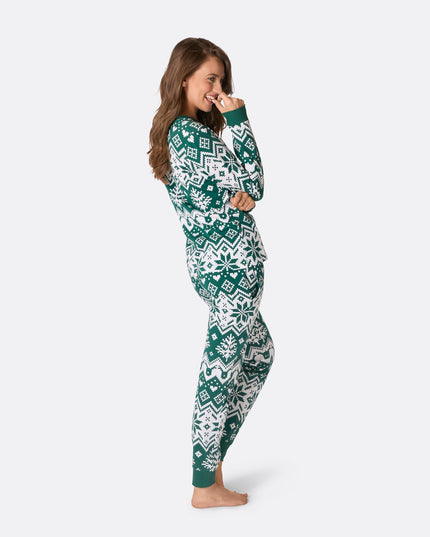 Women's Green Knit Christmas Pajamas