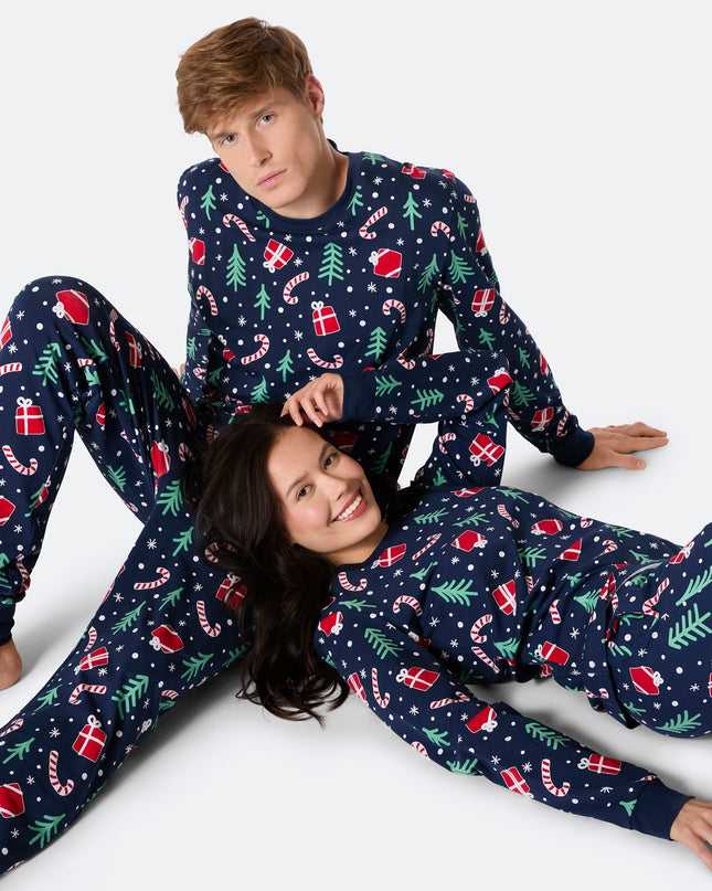 Men's Blue Christmas Pattern Pyjamas