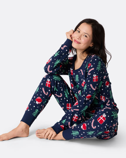 Women's Blue Christmas Pattern Pyjamas