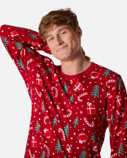 Men's Red Christmas Pattern Pajamas