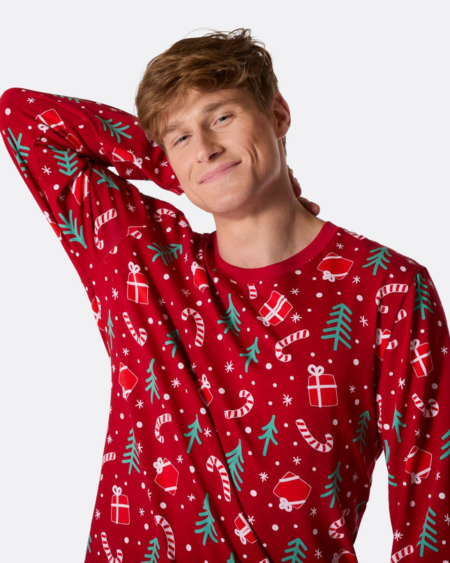 Men's Red Christmas Pattern Pyjamas