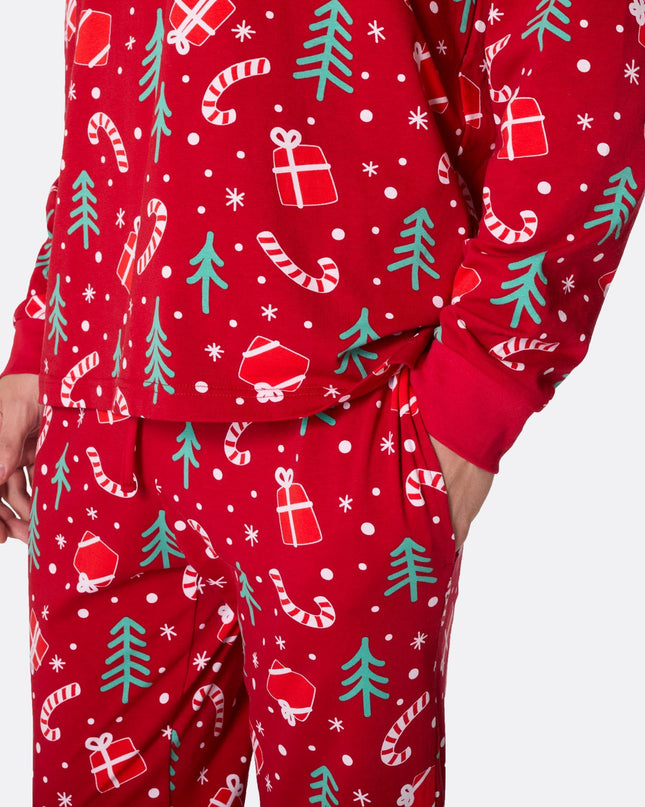 Men's Red Christmas Pattern Christmas Pyjamas