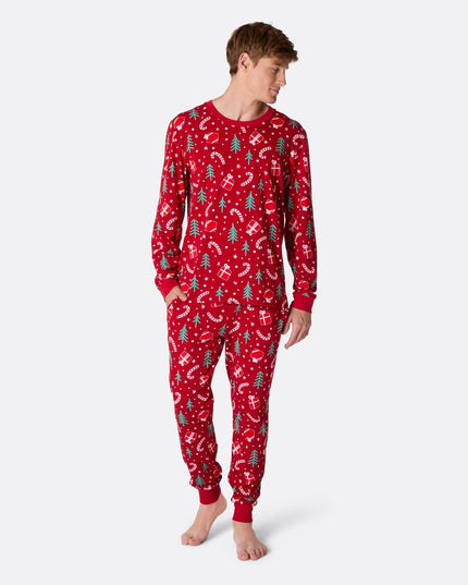 Men's Red Christmas Pattern Pajamas