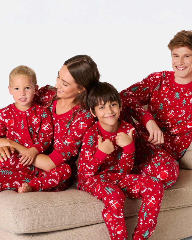 Red Christmas Pattern Christmas Pyjamas Family