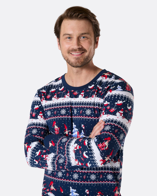 Men's Christmas Scenery Pyjamas for Holiday Comfort