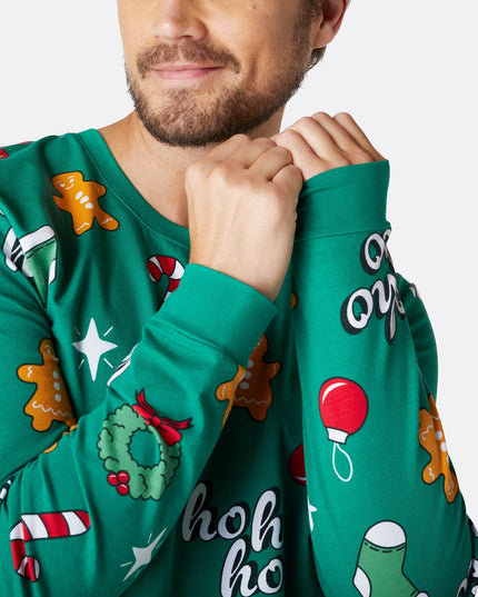 Men's Green Hohoho Christmas Pyjamas for Holiday Spirit