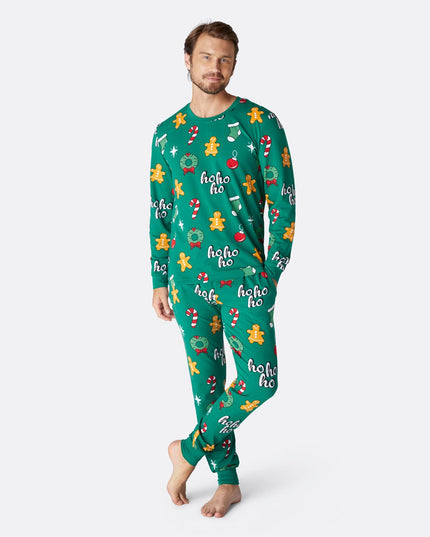 Men's Green Hohoho Christmas Pyjamas for Holiday Spirit