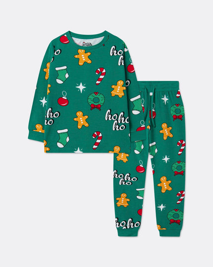 Green Hohoho Christmas Pajamas for Kids
