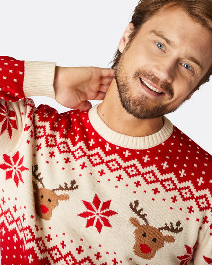 Men's Retro Reindeer Red Christmas Sweater