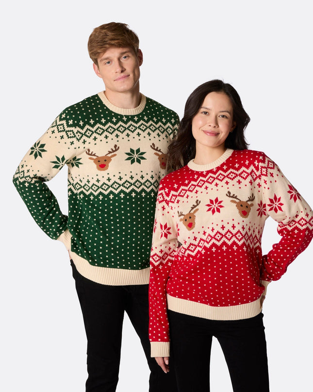 Men's Retro Reindeer Green Christmas Sweater