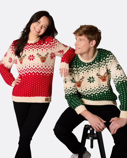 Men's Retro Reindeer Green Christmas Sweater