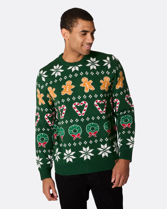 Men's Family Green Christmas Sweater for Holiday Togetherness