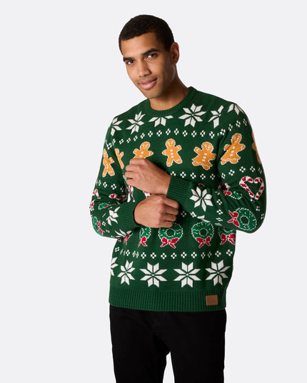 Men's Family Green Christmas Sweater for Holiday Togetherness
