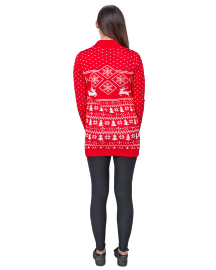 Red Reindeer Women's Ugly Christmas Sweater Dress