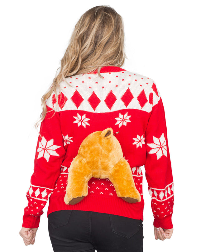 Naisten Punainen 3D Hirvi -ruma joulupaita