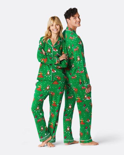 Naisten Poro-joulupyjamasarja - Flanellinen lomamukavuus