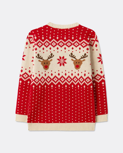 Kids' Retro Reindeer Red Christmas Sweater