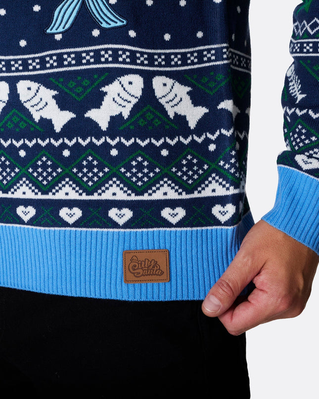 Men's Three Wise Fish Christmas Sweater