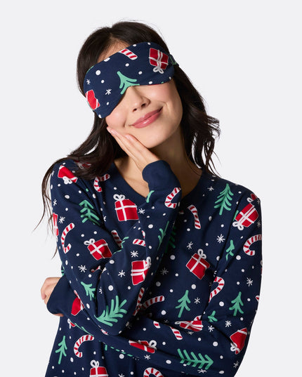 Blue Christmas Pattern Sleep Mask