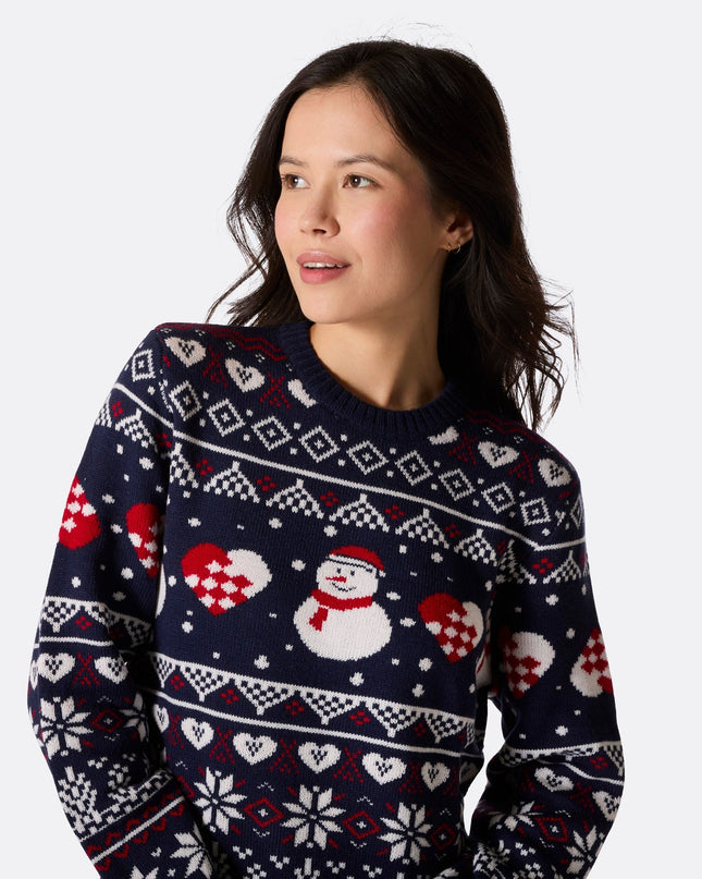 Women's Snowman Christmas Sweater for Winter Warmth