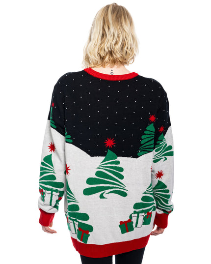 Santa on T-Rex Sleigh Ugly Christmas Sweater