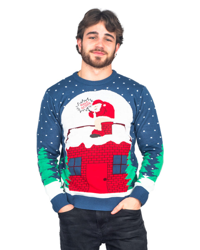 Santa Claus Pooping Chimney Ugly Christmas Sweater