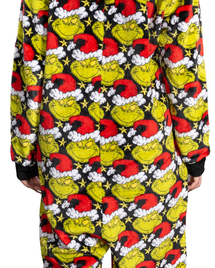 Grinch with Santa Hat Pajama Jumpsuit for Men and Women
