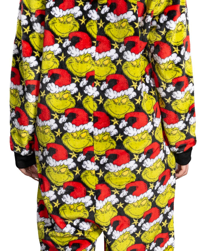 Grinch with Santa Hat Pajama Jumpsuit for Men and Women