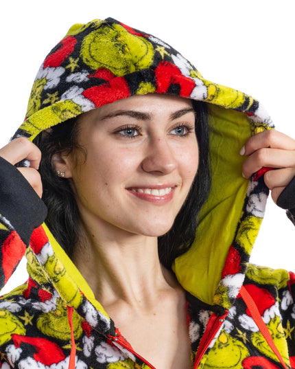 Grinch with Santa Hat Pajama Jumpsuit for Men and Women