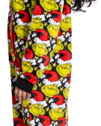 Grinch with Santa Hat Pajama Jumpsuit for Men and Women