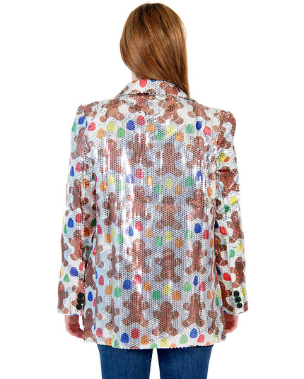 Women's Sequin Gingerbread Man Ugly Blazer