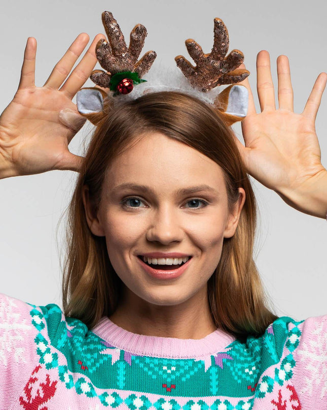 Sequin Reindeer Headband for Holiday Parties