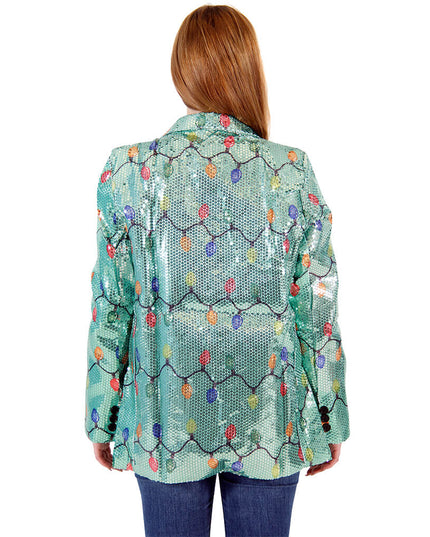 Women's Sequin Christmas Lights Ugly Blazer