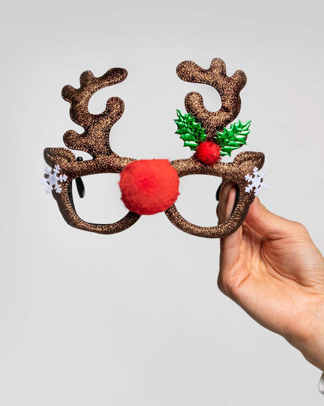 Shiny Reindeer Glasses for Holiday Celebrations