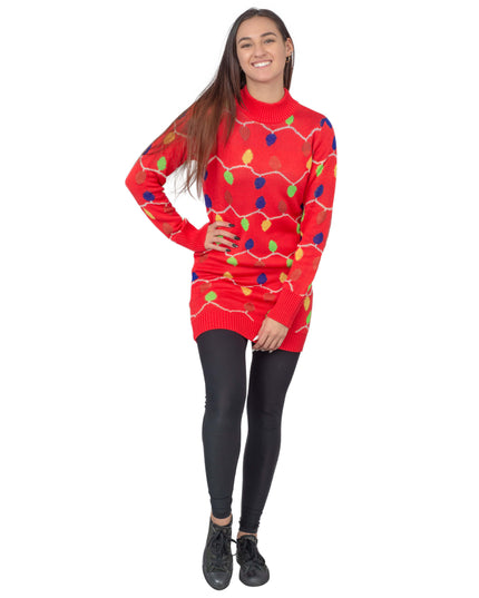 String Lights Women's Ugly Christmas Sweater Dress