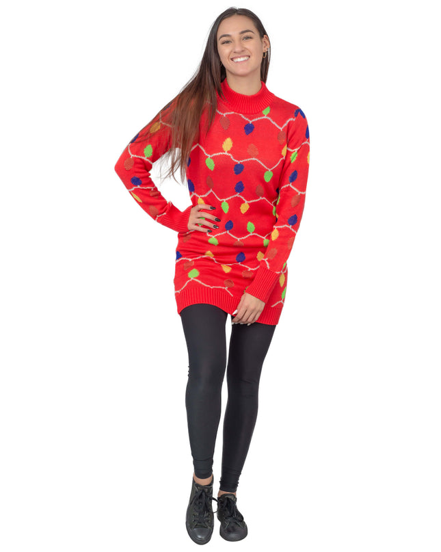 String Lights Women's Ugly Christmas Sweater Dress