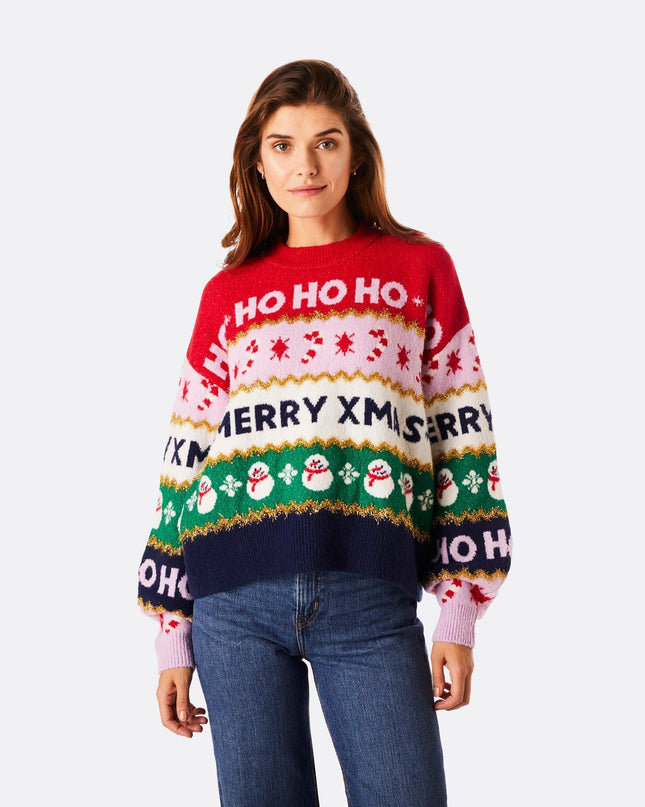 Women's Striped Oversized Christmas Sweater