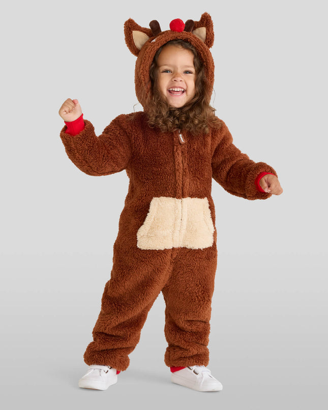 Baby Girl's Rudolph Sherpa Jumpsuit