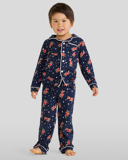 Toddler Boy's Rudolph Lapel Pajama Set