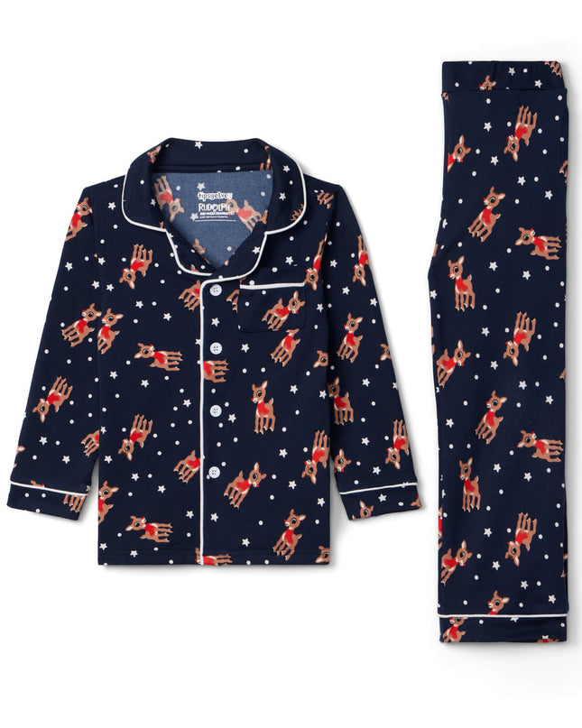 Baby Girl's Rudolph Lapel Pajama Set