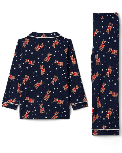 Toddler Girl's Rudolph Lapel Pajama Set