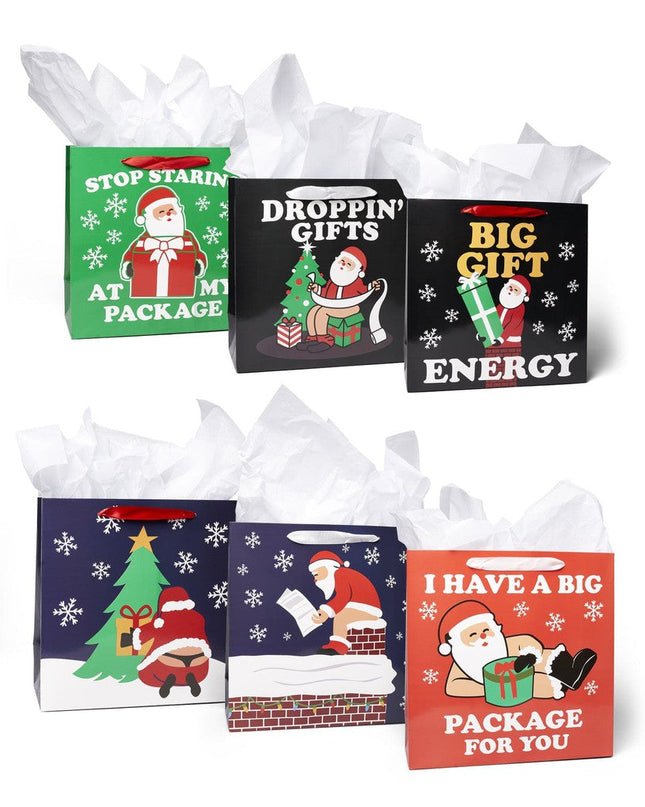 Naughty Santa Gift Bags - Set of 6