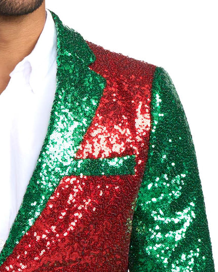 Men's Red and Green Sequin Blazer