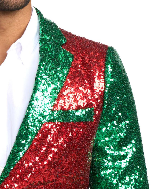 Men's Red and Green Sequin Blazer