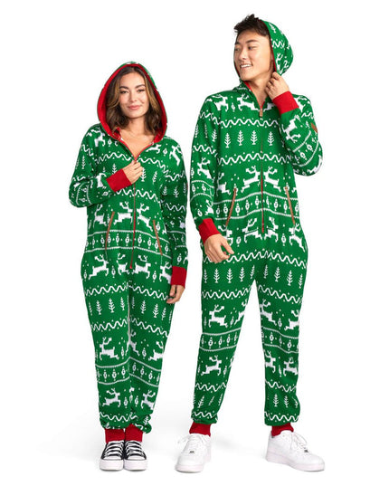 Men's Green Fair Isle Knit Jumpsuit