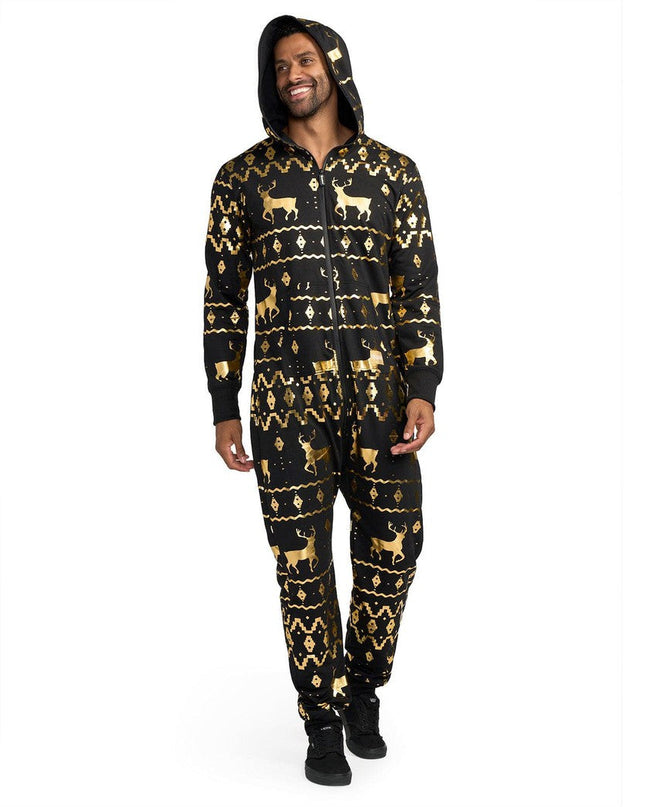 Men's Gold Foil Fair Isle Reindeer Jumpsuit
